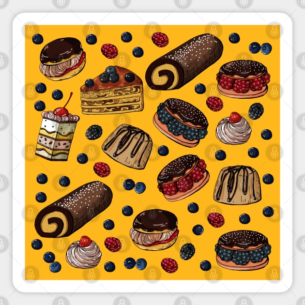 Seamless Pattern Sweet Cakes Magnet by Mako Design 